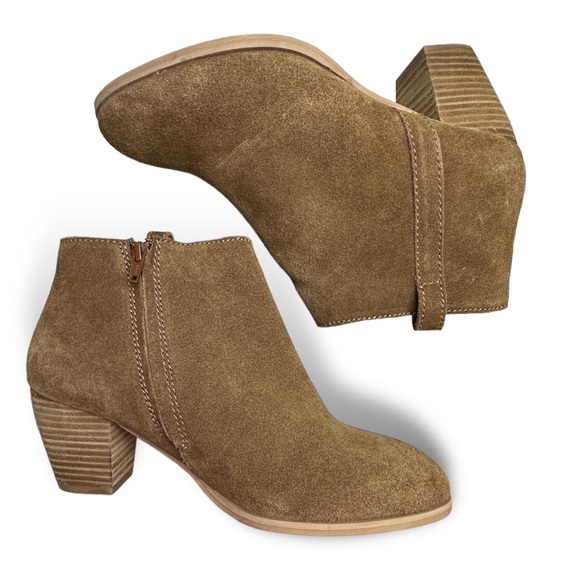 Diba Suede Leather Side Zip, Side Tab Ankle Bootie - Picture 3 of 5